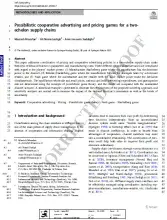 Possibilistic cooperative advertising and pricing games for a two-echelon supply chain