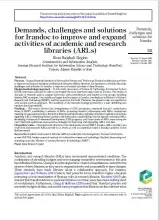 Demands, challenges and solutions for Irandoc to improve and expand activities of academic and research libraries (ARLs)