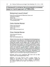 A Framework to Enhance the Procurement Processes Based on Hybrid Approach of FMEA-DEA